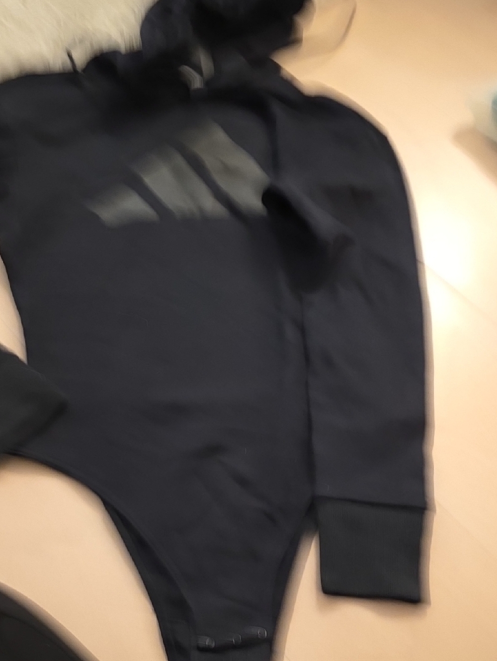 adidas Black Hooded Bodysuit with Logo